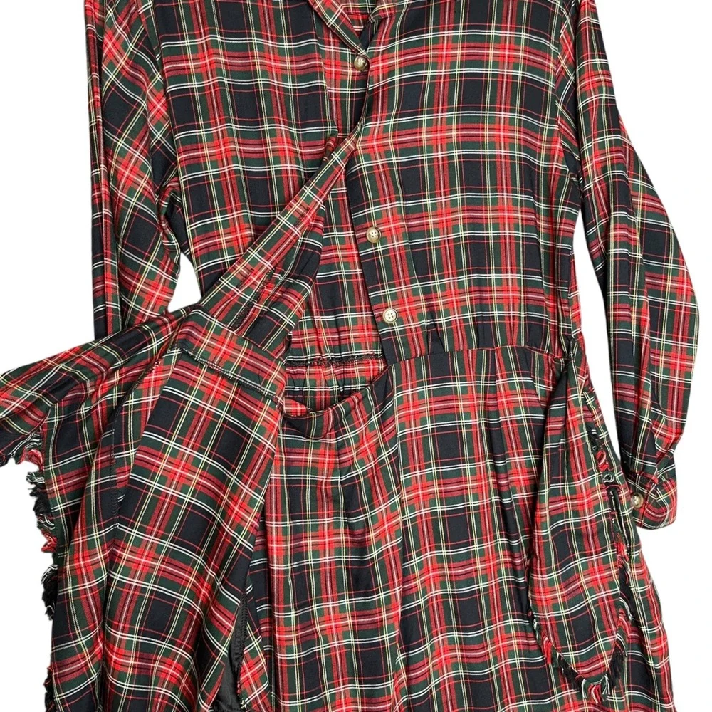 Talbots Vintage Tartan Plaid Wrap Shirt Dress Size 8 Holidays Academia Classic - Picture 13 of 16